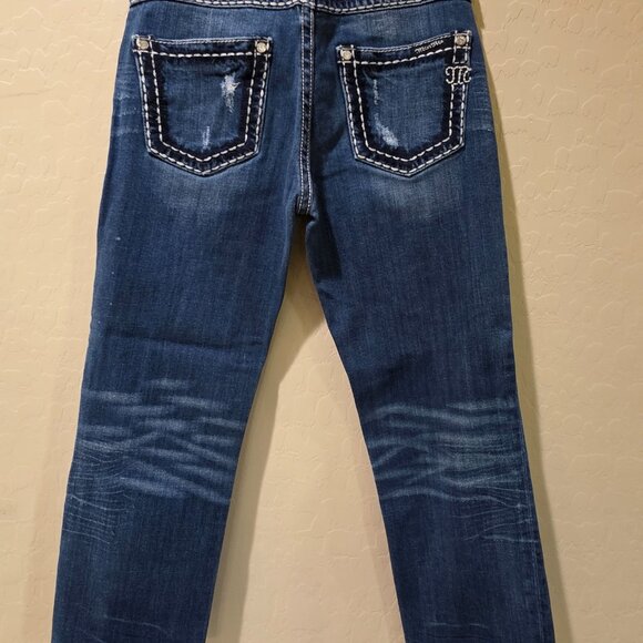 Women's Miss Me Capris Size 25 JPB5014-6 Boyfriend Cut Jeans Denim Pant Distress - Picture 9 of 16